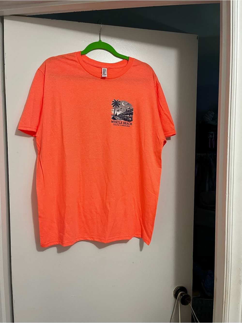 Neon Coral Graphic Tee - Myrtle Beach Woman’s Short Sleeve Shirt Brand New